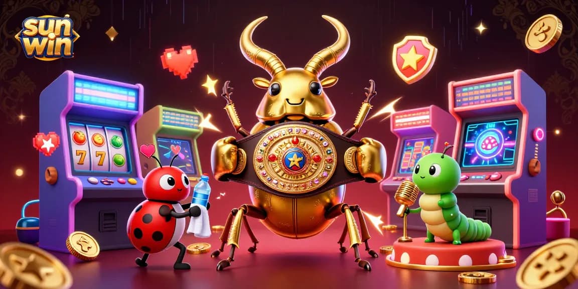 Experience the thrill of sun win as the giant stag beetle faces off in an epic casino environment.
