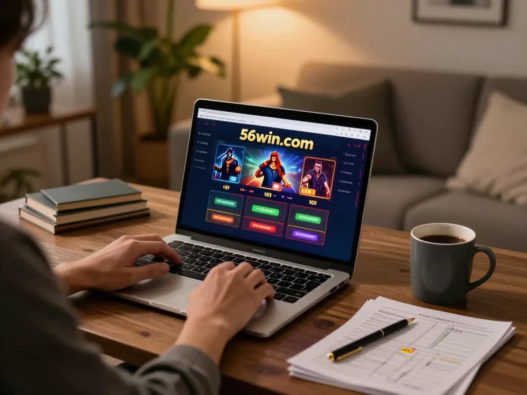Player engaged in online casino gaming on 56win.com that showcases live dealer options and interactive gameplay.