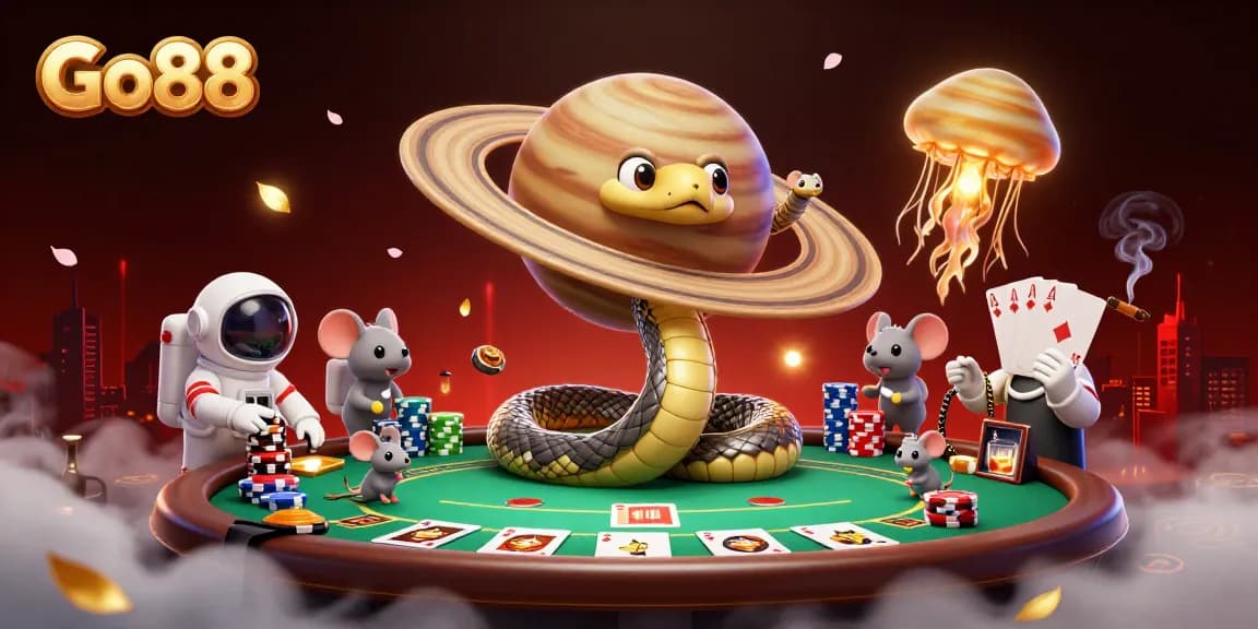 Experience high-stakes gaming at Go88 with astronaut mice betting on a cosmic roulette wheel