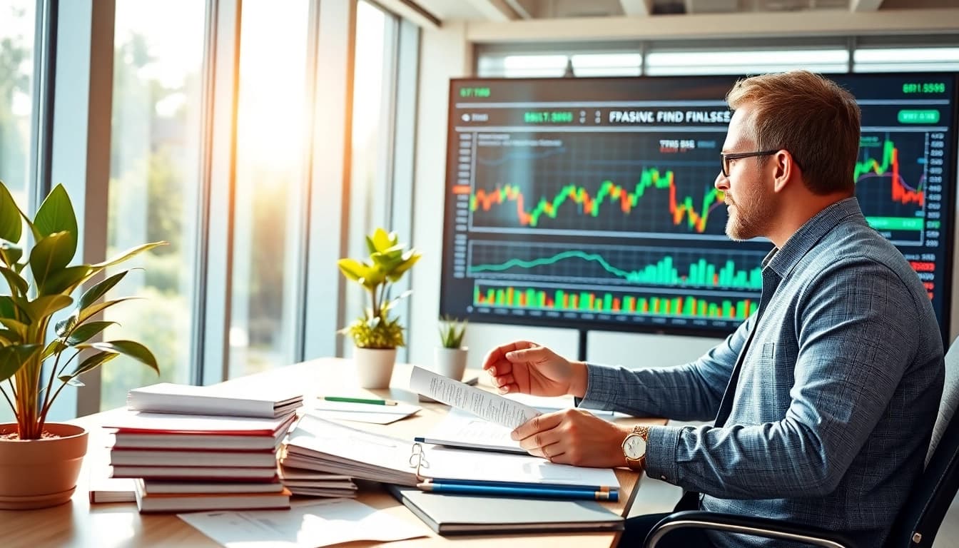 ETFs und passive Fonds in einer modernen Büroumgebung, die Analyse und Strategien darstellen.