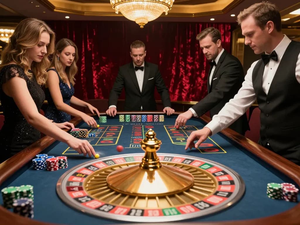 Spin the roulette wheel at 88CLUB casino, showcasing vibrant chips and a thrilling betting atmosphere.