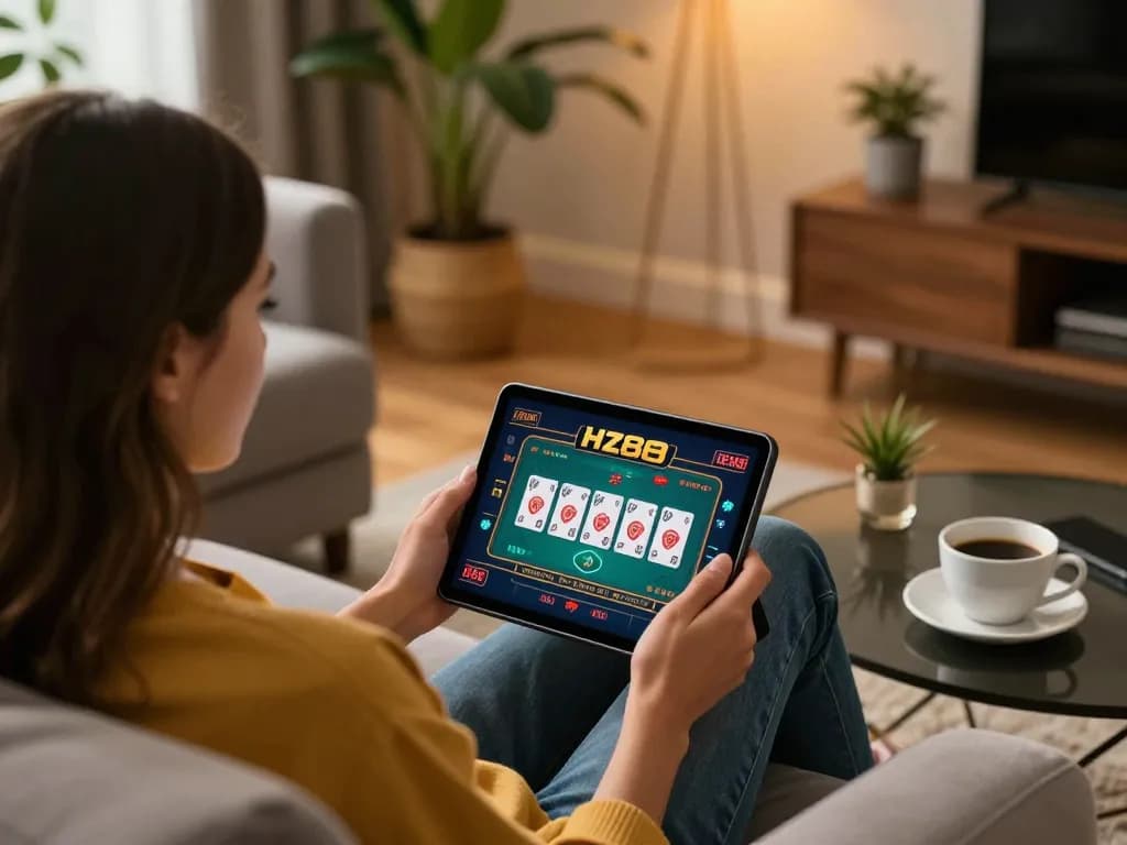 Play live dealer games at HZ88 from the comfort of home with a tablet in a cozy setting.