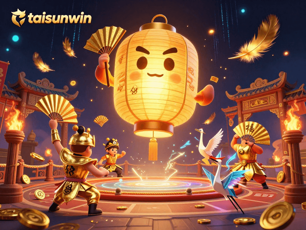 Experience the excitement of taisunwin with a vibrant casino night scene featuring animated spirits and golden tokens.