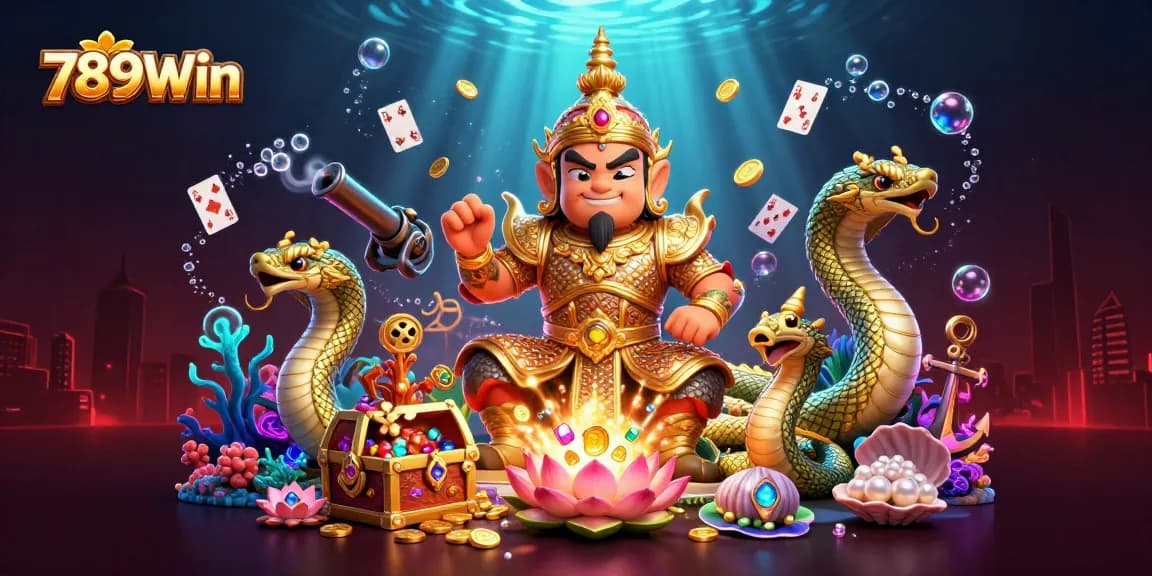 Play thrilling games at 789Win with enchanting visuals of gold coins and treasures