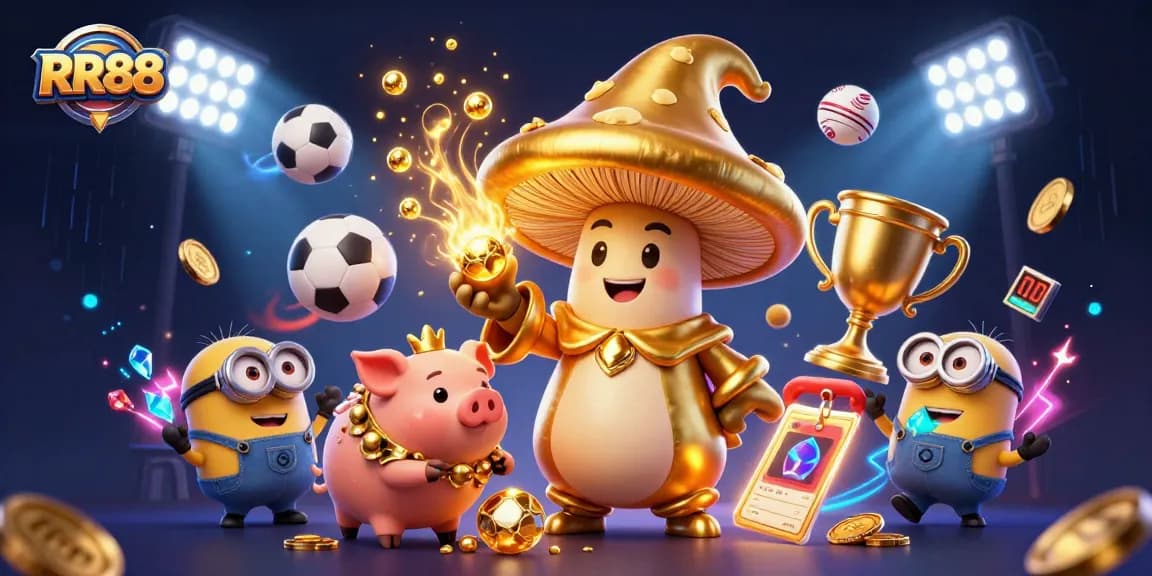RR88 players immerse in treasure hunting with magical elements in a vibrant online casino scene.