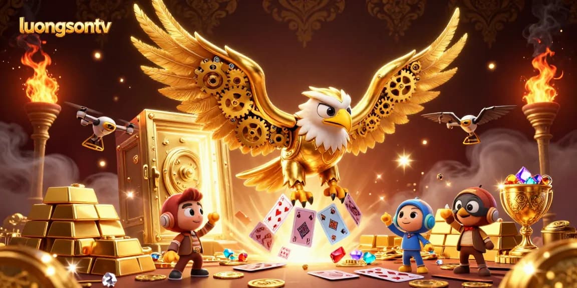Experience thrilling gameplay with luongsontv amidst a vibrant casino scene filled with riches.