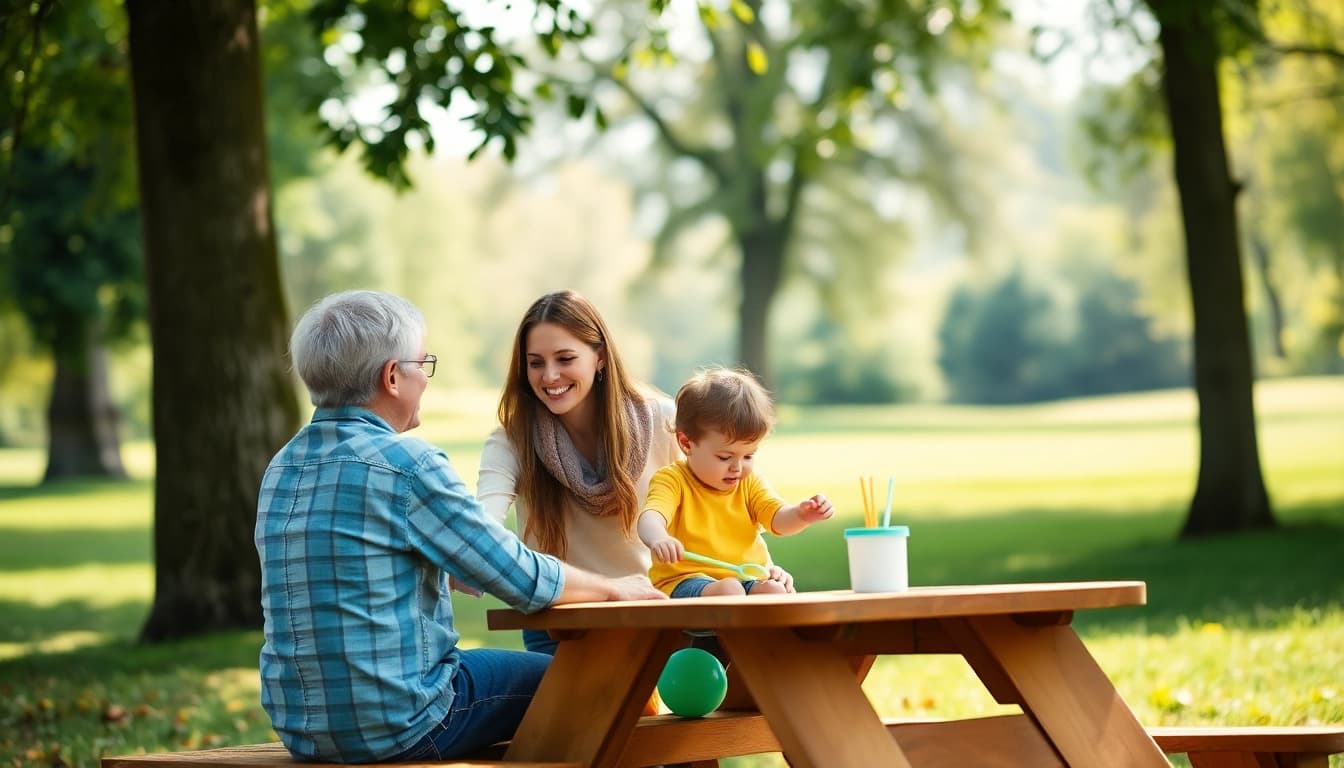 Kindererziehung in einer hoffnungsvollen Familienszene, die eine unterstützende Eltern-Kind-Interaktion darstellt.