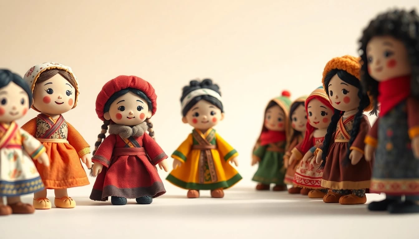 Die einzigartigen Gutdolls in bunten Designs präsentieren kulturelle Vielfalt und Schönheit.