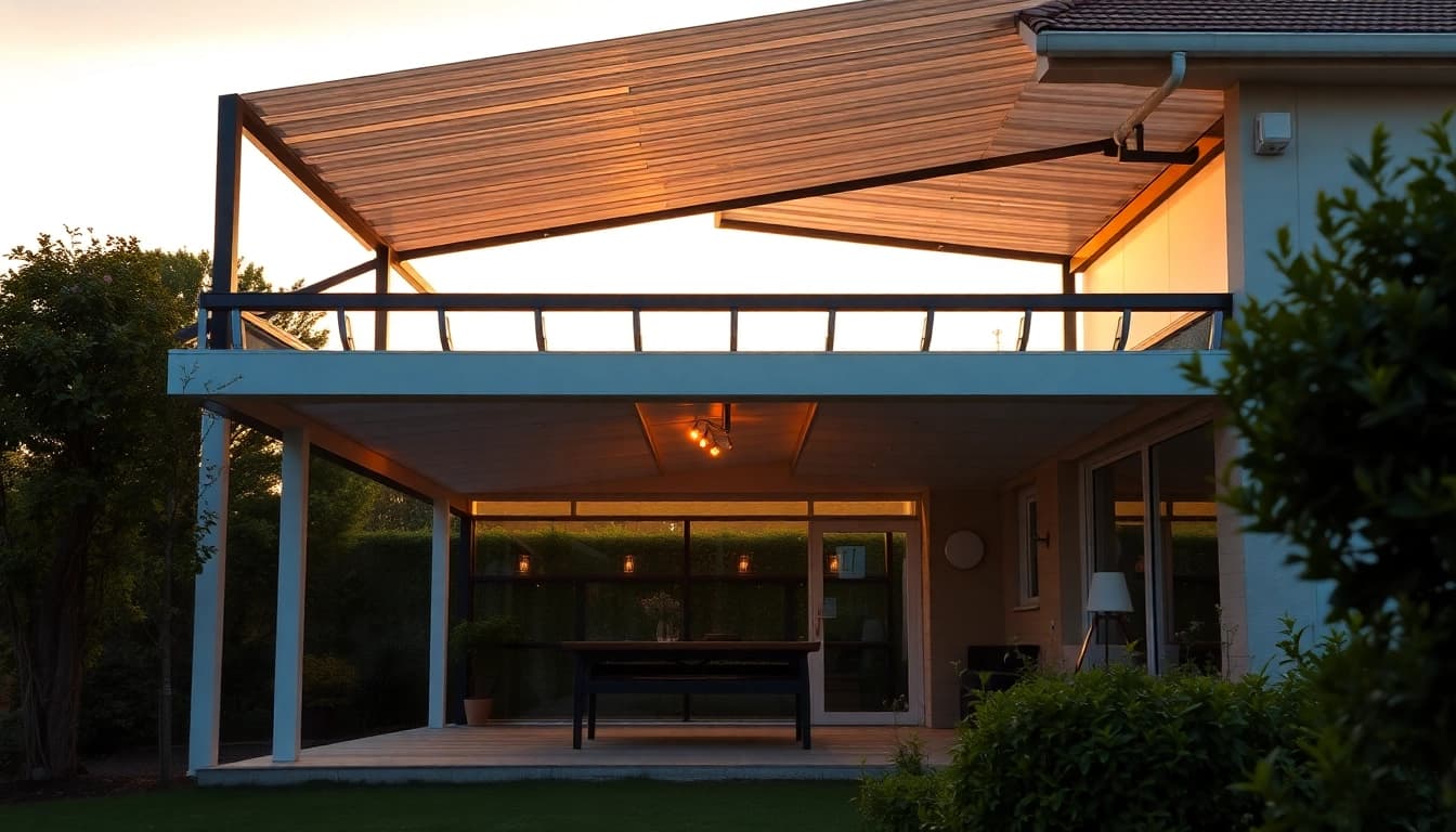 Genießen Sie die Terrassenüberdachung mit Markise für optimalen Sonnenschutz und stilvolle Entspannung im Freien.