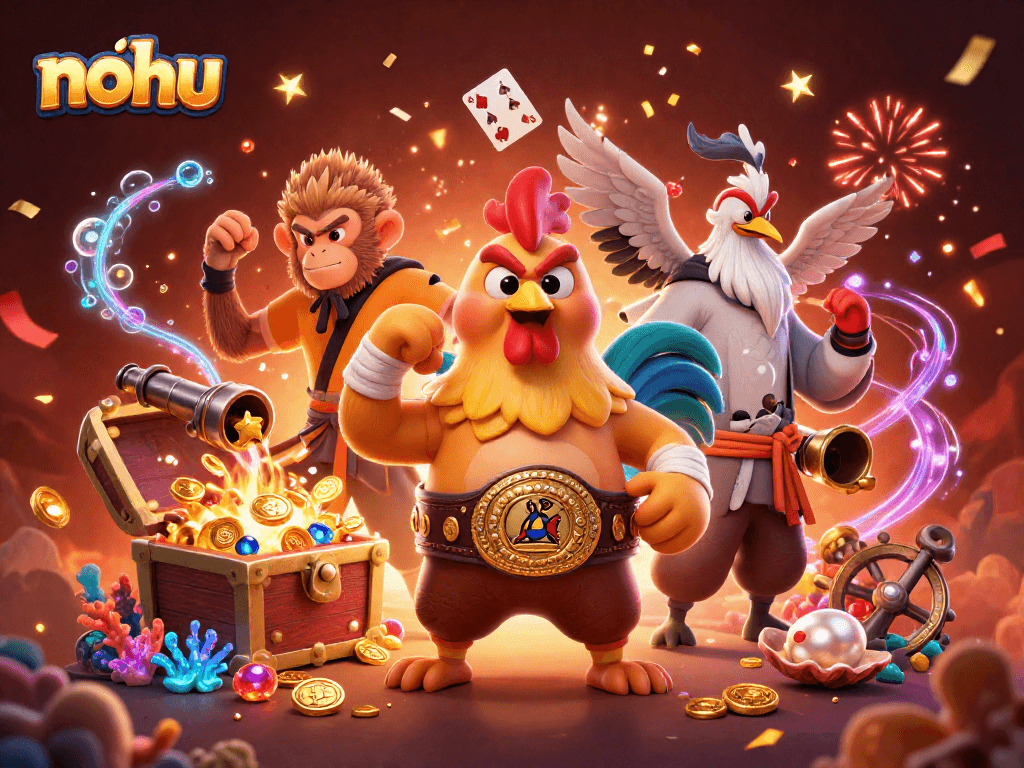 Win thrilling jackpots with nohu's vibrant gaming carnival featuring dynamic characters.