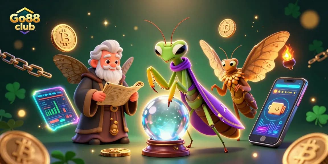 Engage with Go88 club's gaming magic featuring vivid 3D scenes of fortune tellers and crypto elements.