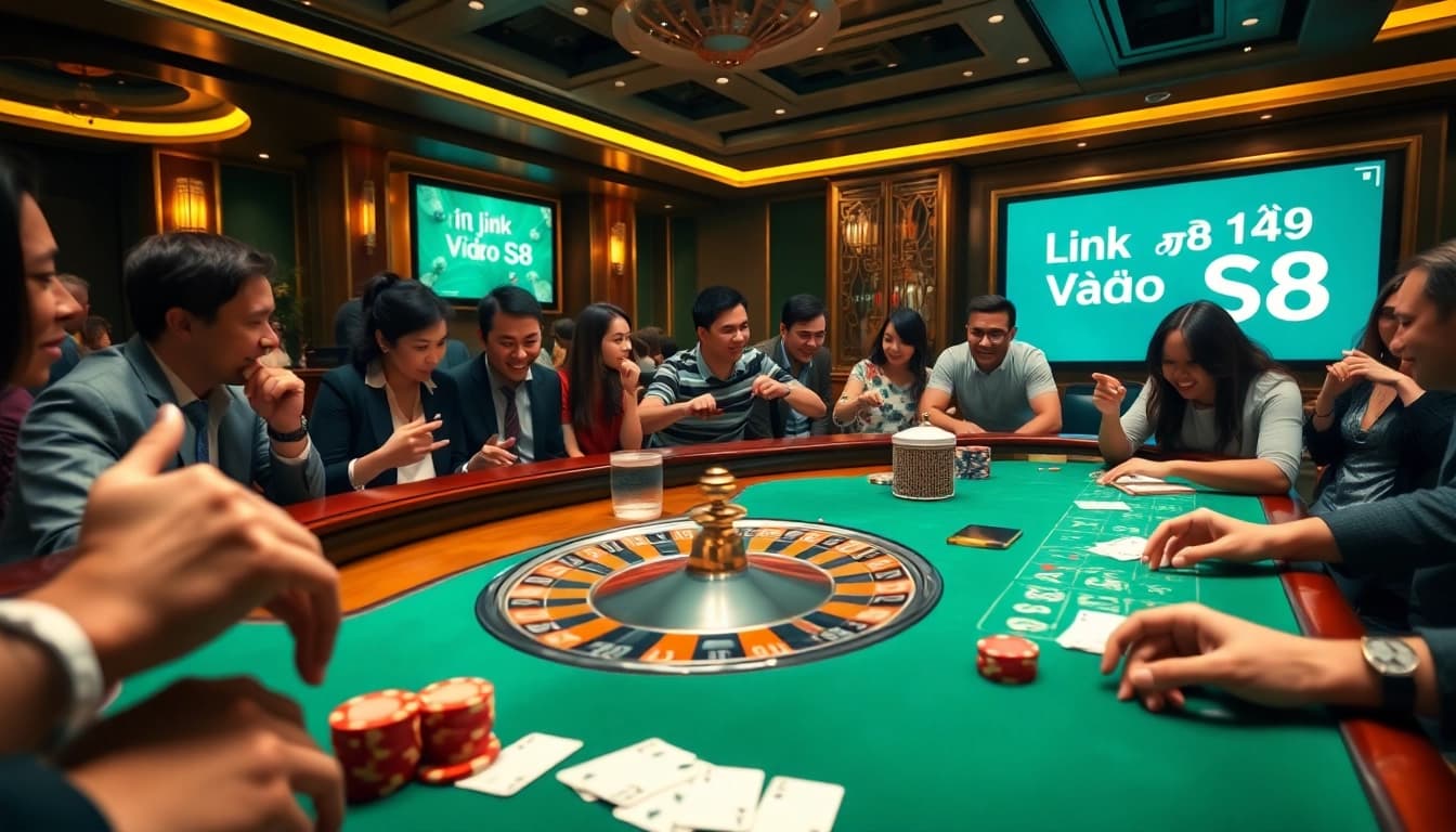Engaging roulette scene with players celebrating their wins, showcasing Link Vào S8 for online gaming excitement.