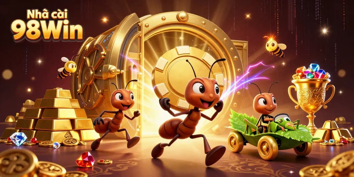 Engage with Nhà cái 98Win in a thrilling online heist featuring ants, poker chips, and treasure galore.