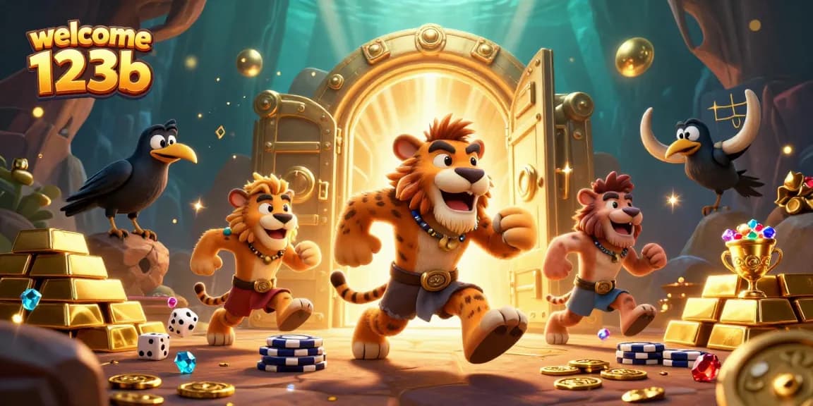 Experience thrilling gameplay at welcome 123b with a vibrant casino scene filled with treasure and excitement.