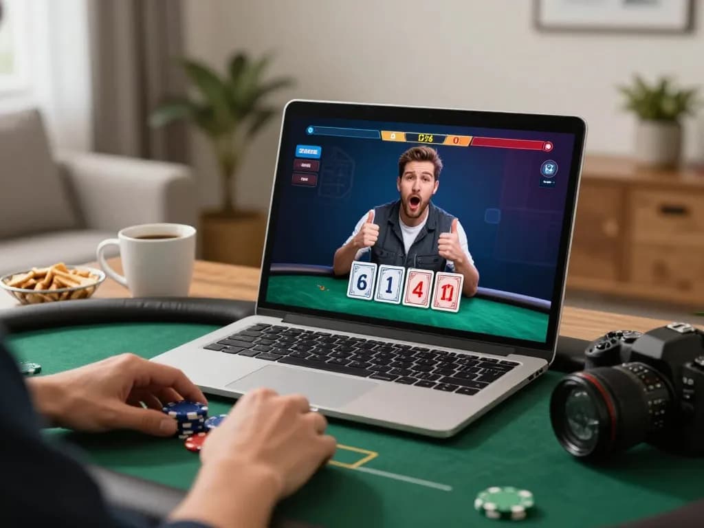 Enjoying an exciting virtual poker session with s666no1 while placing strategic bets at home.