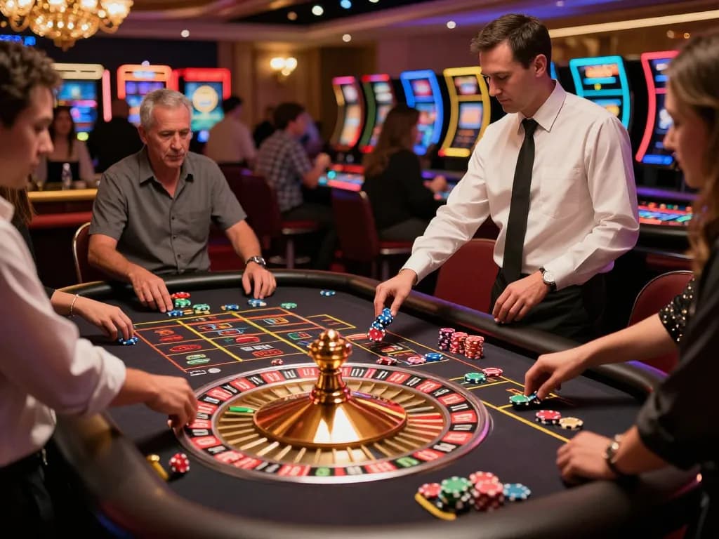 Good88 players engaging in thrilling roulette action with vibrant chips and lively atmosphere.