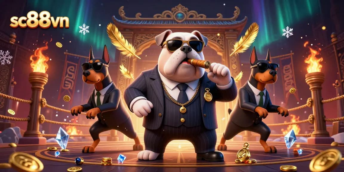 Experience thrilling bets with sc88vn's animated mafia bulldog and rich casino elements.