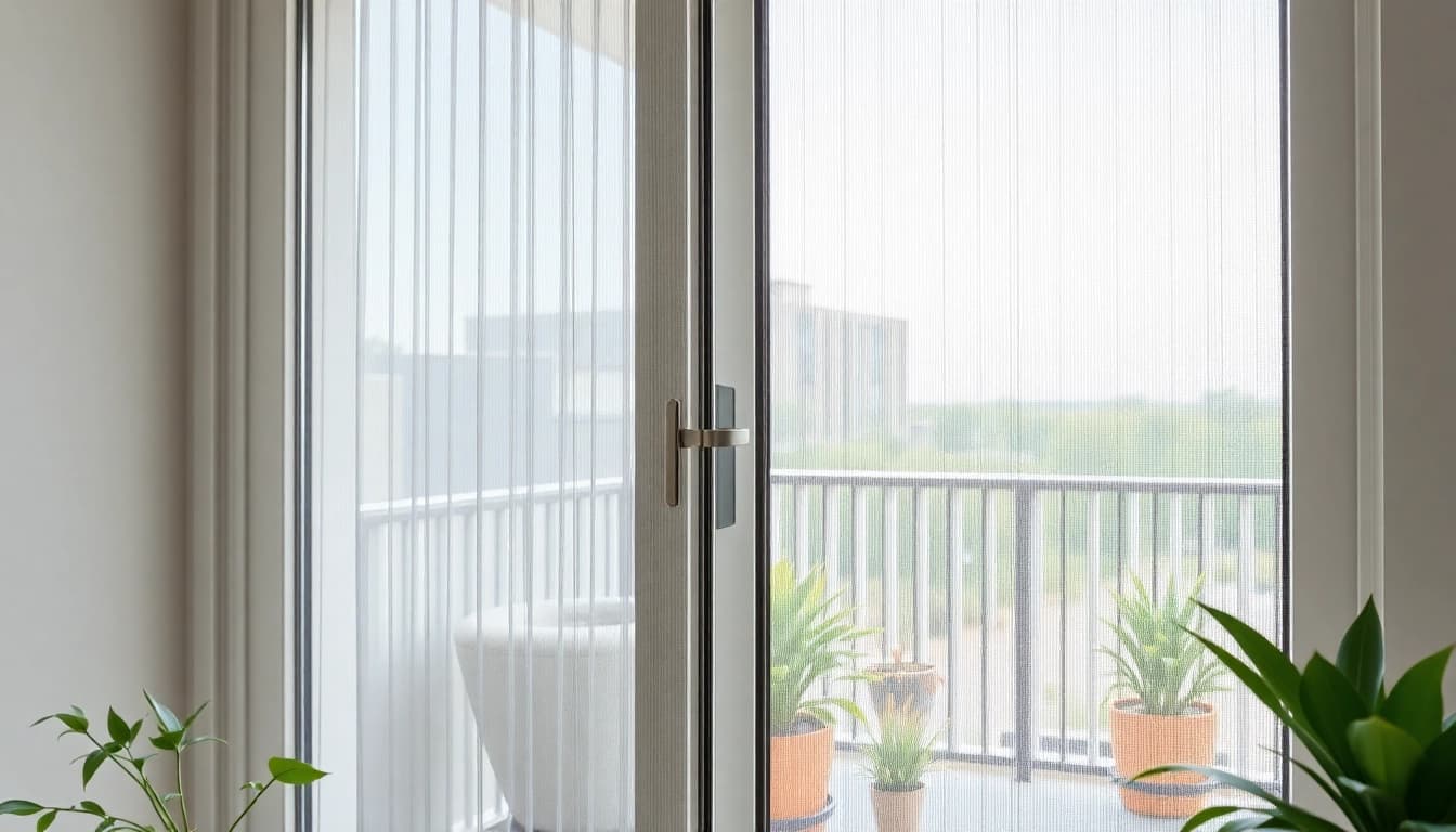 Optimaler balkontüre insektenschutz bietet einen ästhetischen Blick auf den Balkon.
