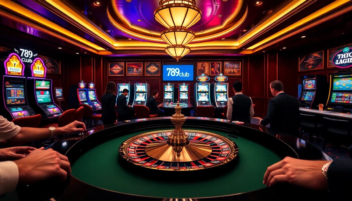 Excited players at the 789club casino table experience high-stakes gaming.