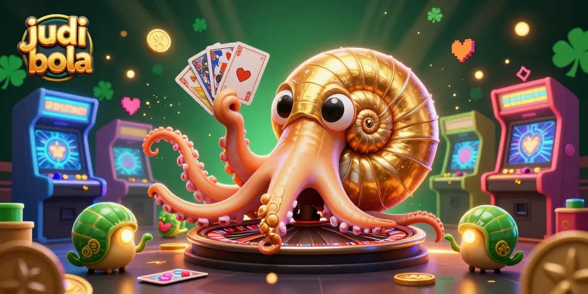 Experience judi bola excitement with a vibrant illustration featuring 3D casino elements and characters.