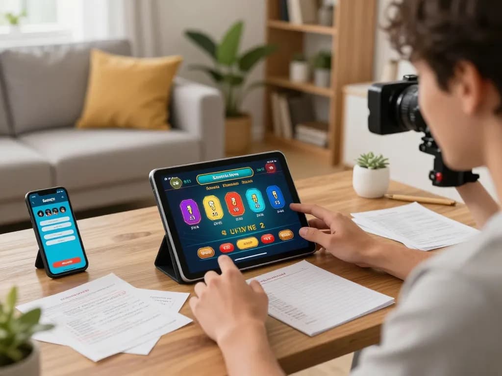 Engaging with Sunwin online casino app in cozy home setting, showcasing strategic gameplay.