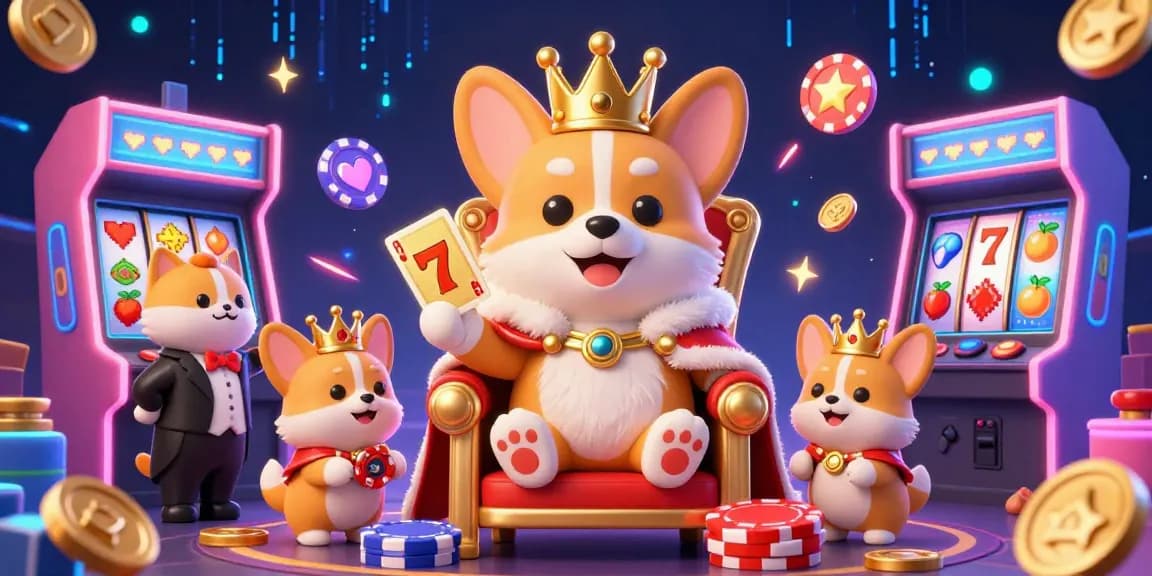 Engage with the royal corgi at the casino's colorful gaming realm, showcasing google with vibrant slot features.