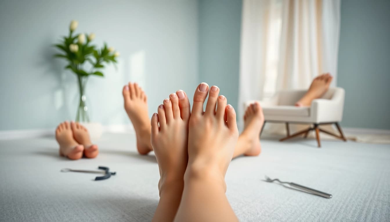 Fußbilder verkaufen in einer professionellen Fotografie-Umgebung mit eindrucksvollen Posen.