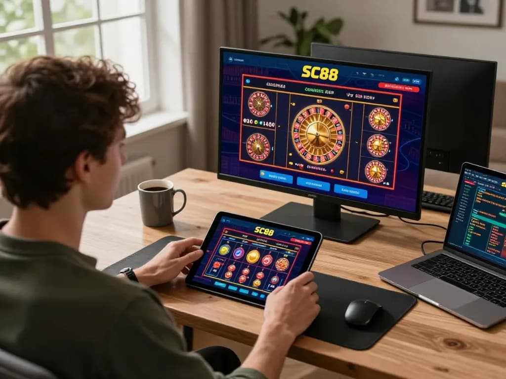 Engaging user enjoying the SC88 experience on a mobile casino app while strategizing bets.