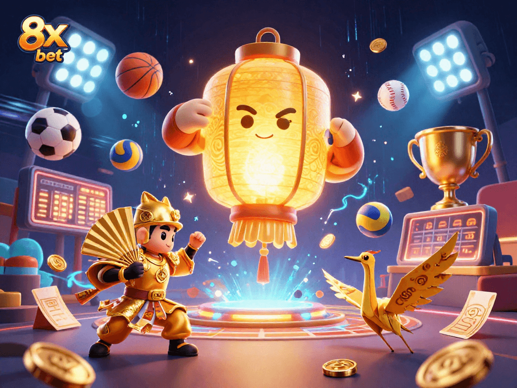 Engage in thrilling gameplay with 8x bet at this vibrant online casino illustration.