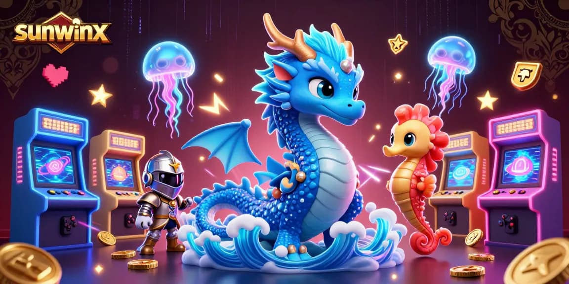 Join the excitement at sunwinx with vibrant casino characters and neon gaming elements in action.