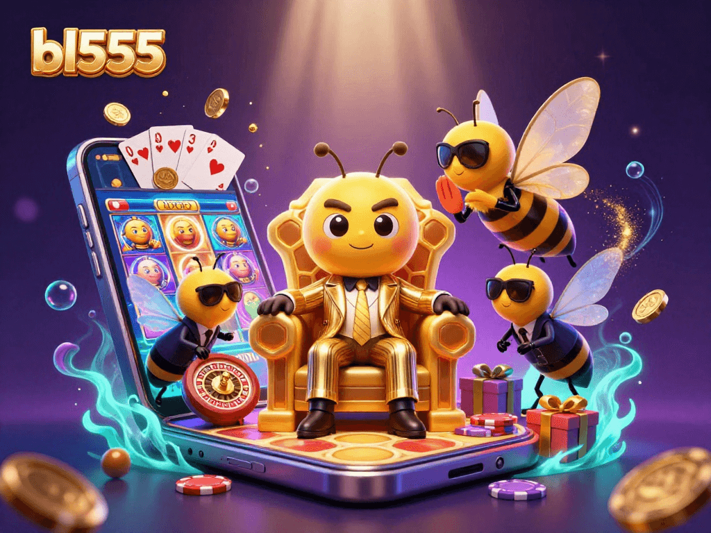 Experience thrilling gaming action at bl555 with a buzzing mob boss in an opulent honeycomb casino.