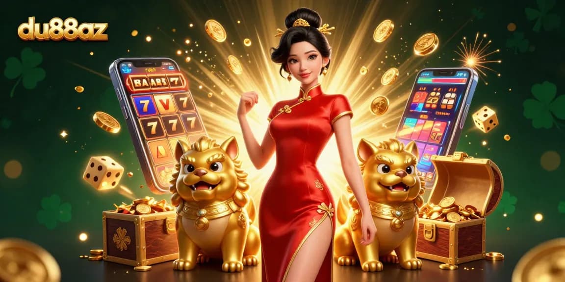 Spin to win at du88az, featuring glamorous casino motifs and festive gambling elements.