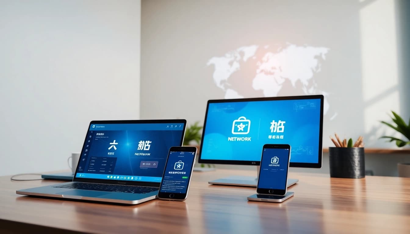 快连官网 展示在现代工作空间中跨设备的高速网络连接