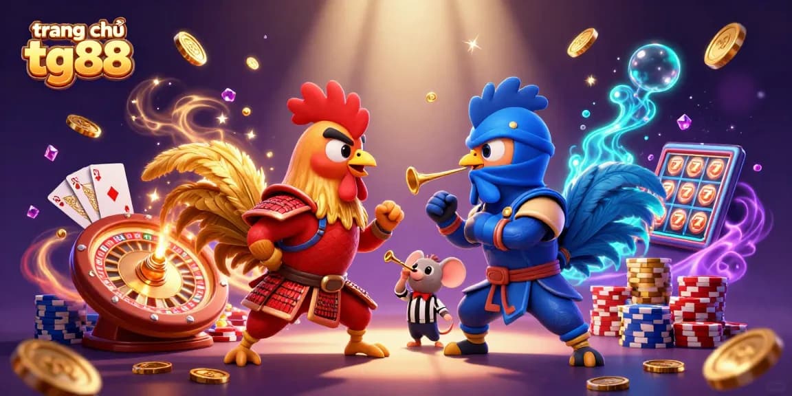 Experience the thrilling action at trang chủ tg88 casino with fighting roosters and dazzling game elements.
