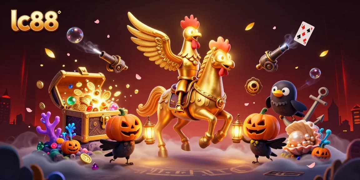 Experience exhilarating moments at lc88 with a golden rooster in a mystical casino scene.