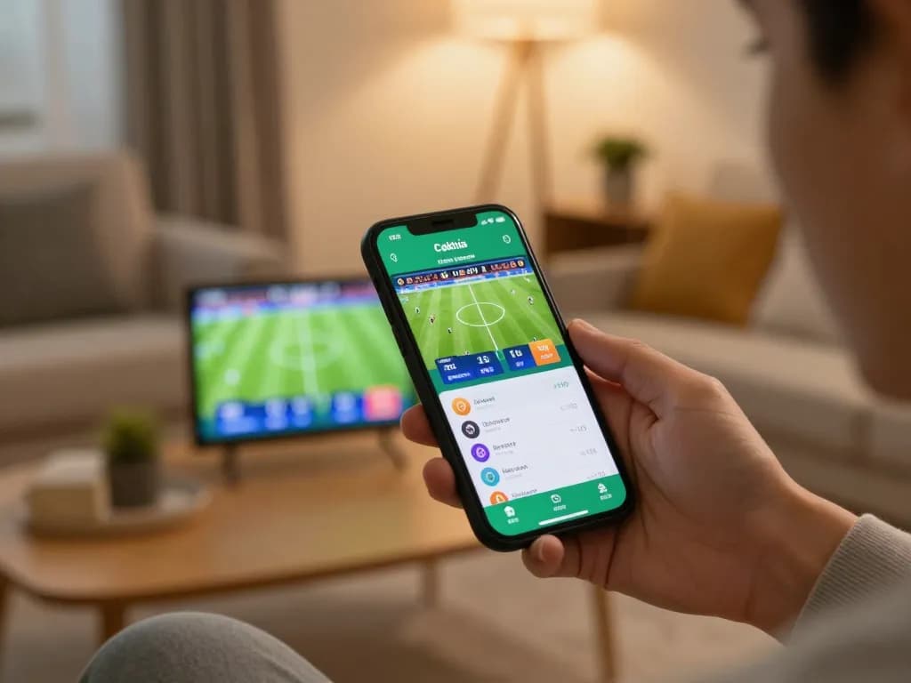 Cakhia app displayed on smartphone while betting on live football matches