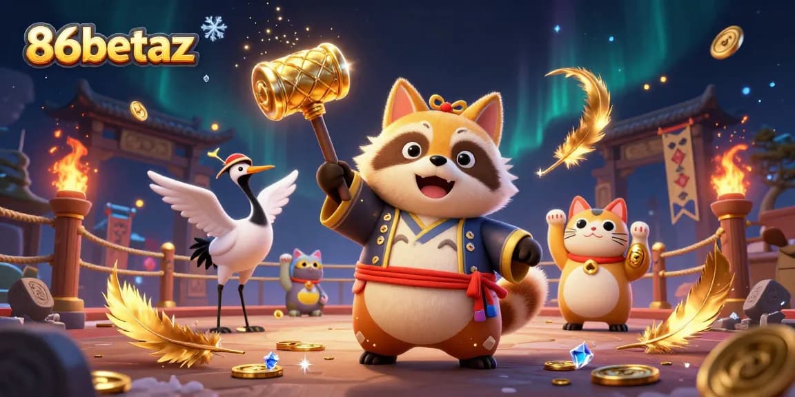 Engage in thrilling gameplay at 86betaz with festive characters and casino elements.