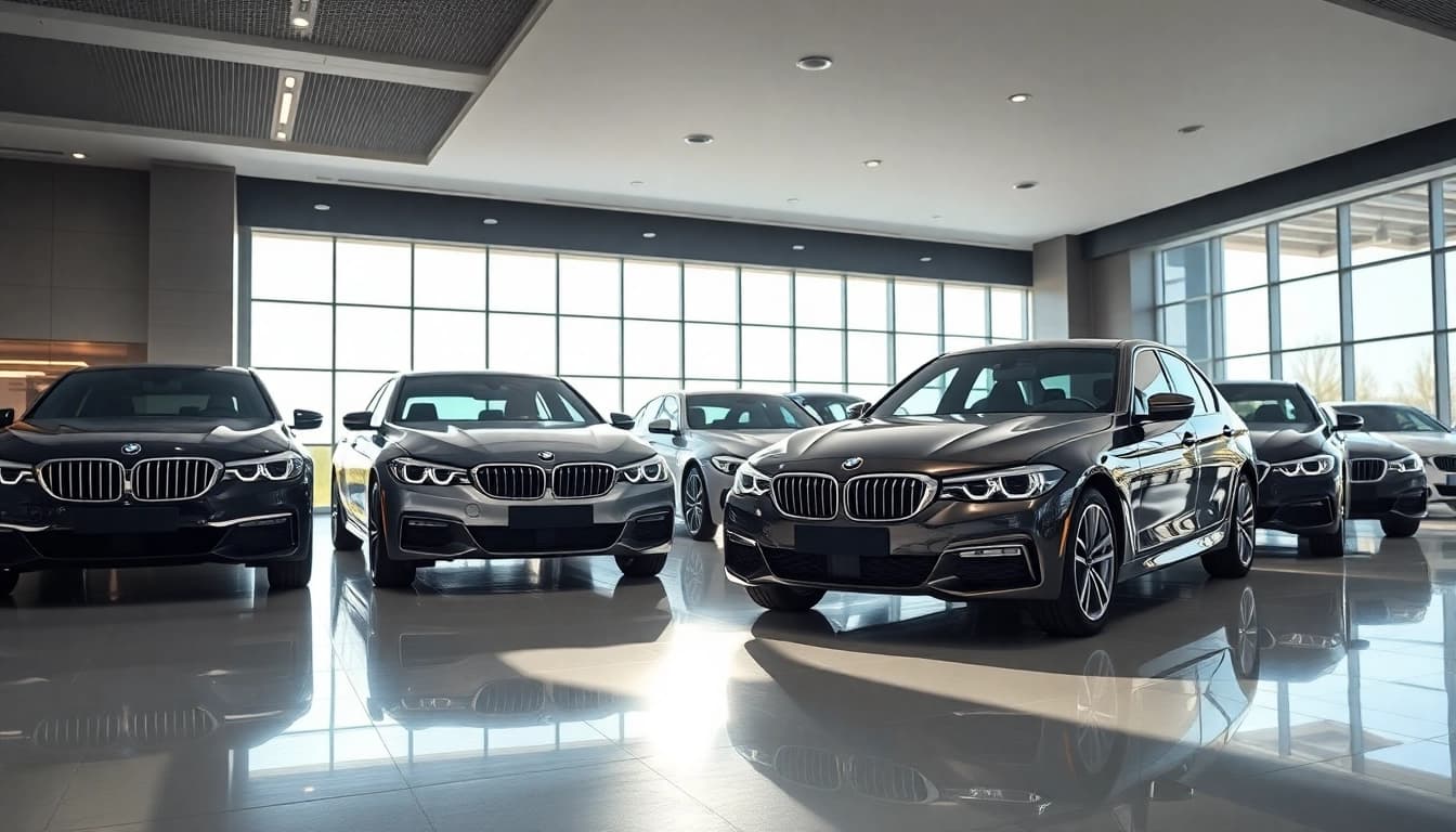 BMW kaufen – beeindruckende BMW-Autos in einem modernen Showroom ausstellen.