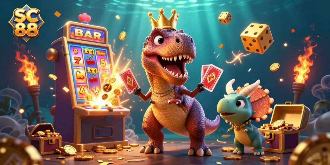 Win big at SC 88 with a dynamic scene of characters in a vibrant casino setting.