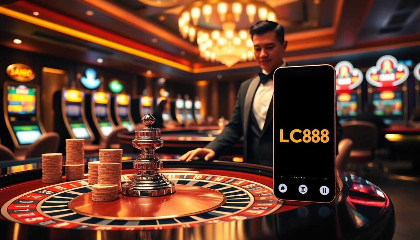 Engaging in Đăng Nhập LC88 while enjoying luxury gambling at an upscale casino.