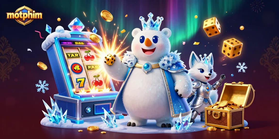 Spin to win with motphim's exciting casino slots featuring dynamic jackpot scenes and vibrant characters.