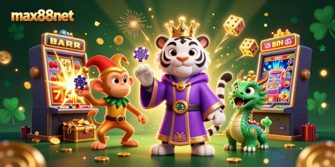 Experience the excitement of max88net with lively 3D characters and bursting jackpot visuals.