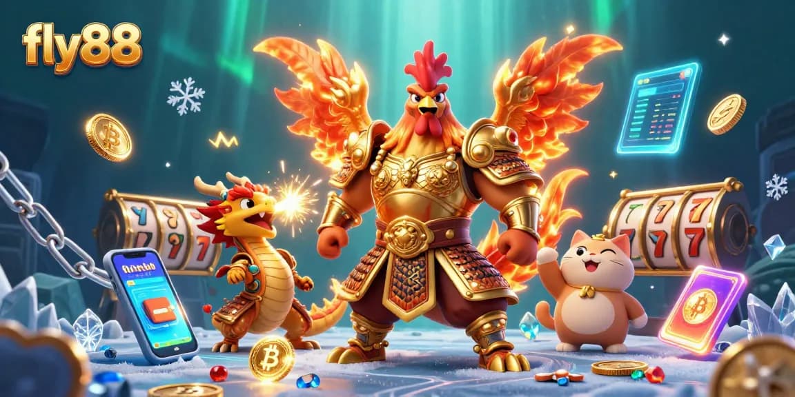 Engage with fly88's exciting gaming scene filled with dynamic characters and lively casino elements.