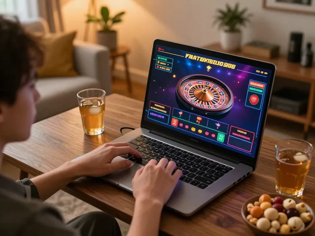 lc88pro player enjoying live casino games on laptop in a cozy home setting