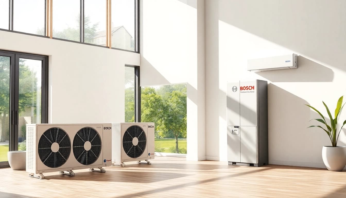 Wärmepumpe Bosch in einem modernen Heim, das effiziente Heizlösungen bietet.