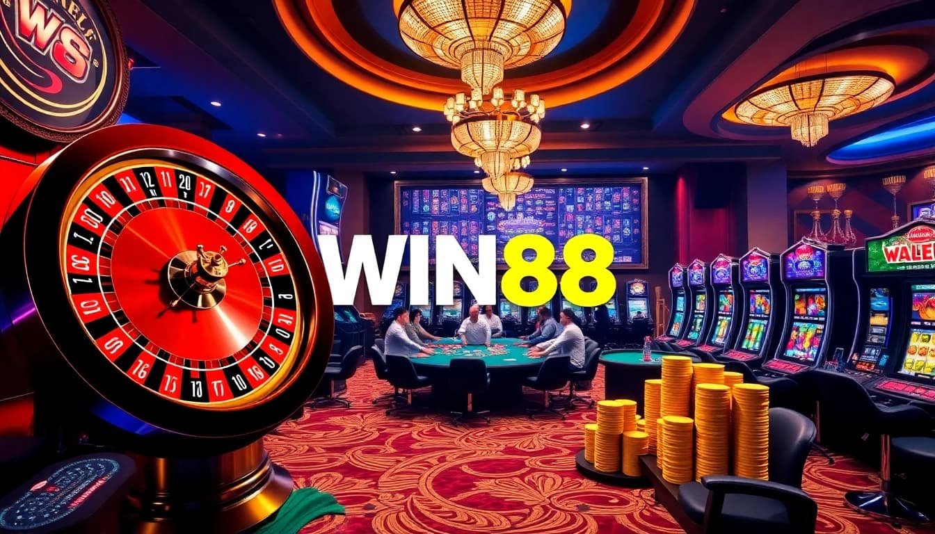Experience thrilling gambling at WIN88 with vibrant casino games and players in action.