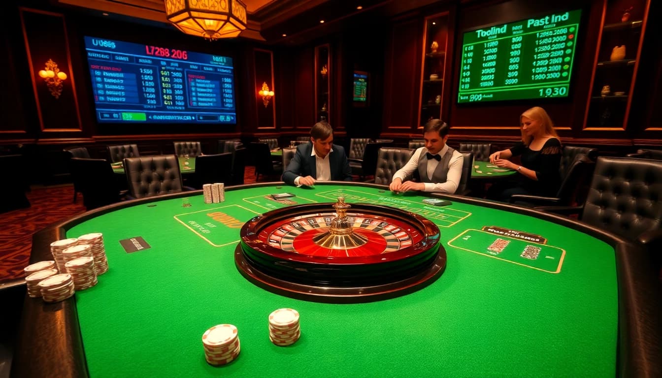 Experience thrilling gaming at UU88's modern casino with elegant tables and vibrant gameplay.