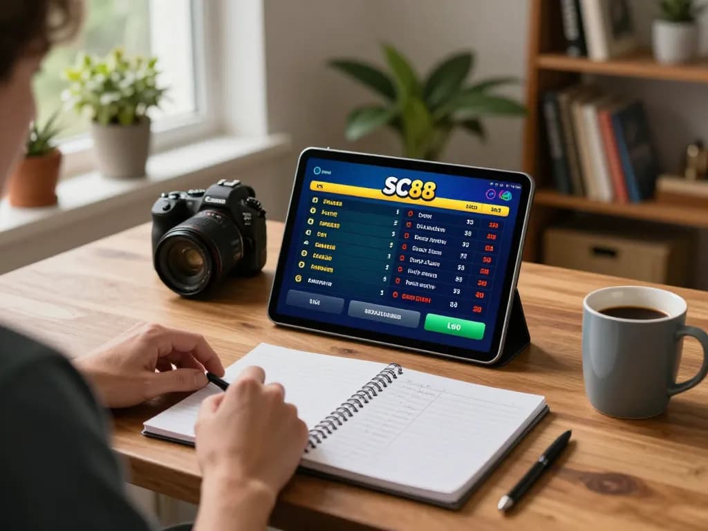 Player engaged in sports betting on SC88, showcasing dynamic interface and strategy notes.
