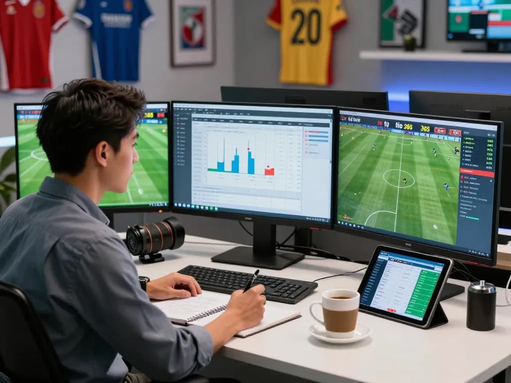 Analyzing tỷ lệ kèo 365 data in a professional sports analysis office.