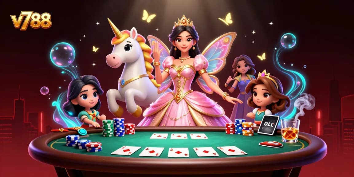 Experience thrilling games at v788, featuring glamorous casino scenes with dynamic poker action.